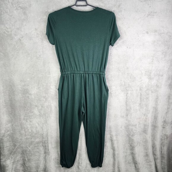 Womens Green Pretty Garden Drawstring Waist Jumpsuit V Neck Faux Wrap Size XL - Picture 4 of 9
